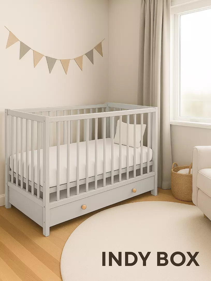 Кроватка Rant Indy Box маятник Cloud White Бежевый