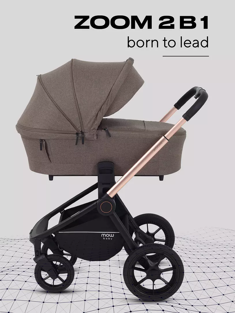 Коляска 2 в 1 Mowbaby Zoom Gold 2025 black Коричневый