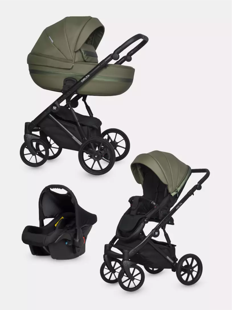 Коляска 3 в 1 Riko Basic Delta Ecco 12 Mokka Оливковый