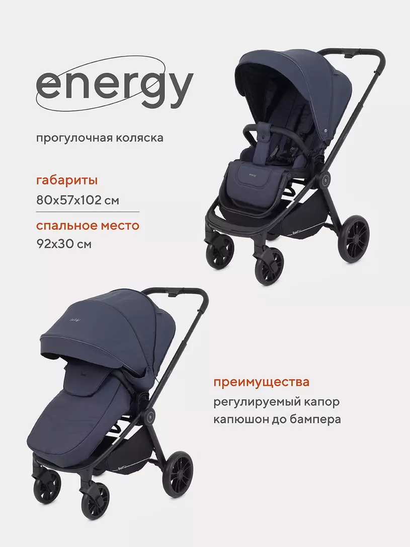 Коляска прогулочная Rant Basic Energy Coral Графит