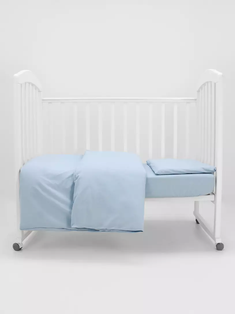 КПБ Топотушки Однотон поплин (3 предмета) агатовый Голубой