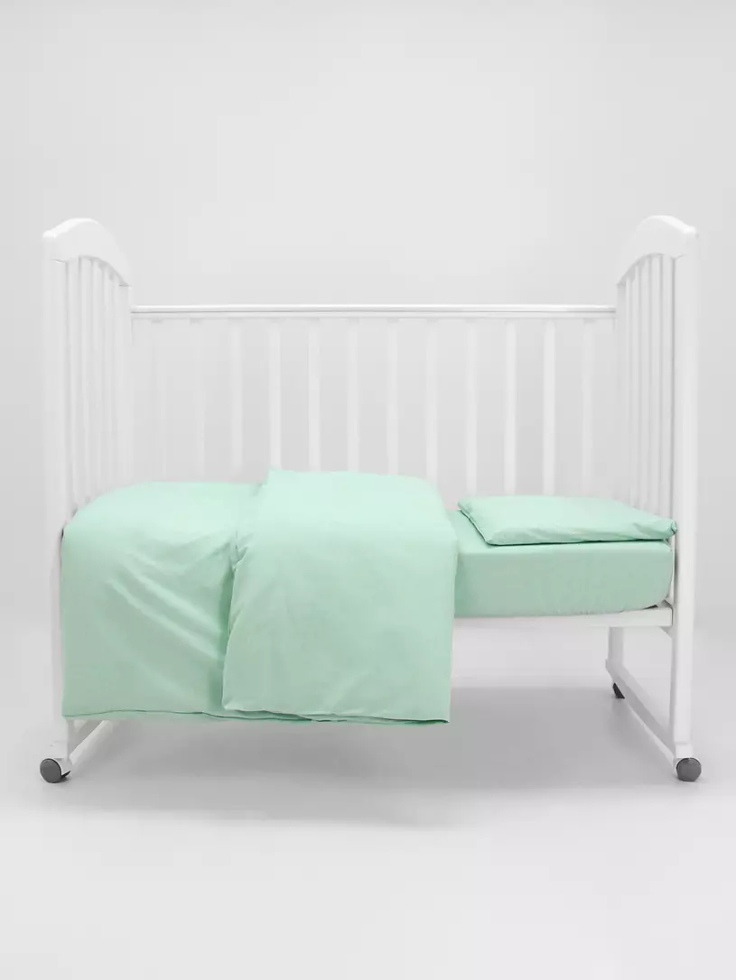 КПБ Топотушки Однотон поплин (3 предмета) агатовый Зеленый