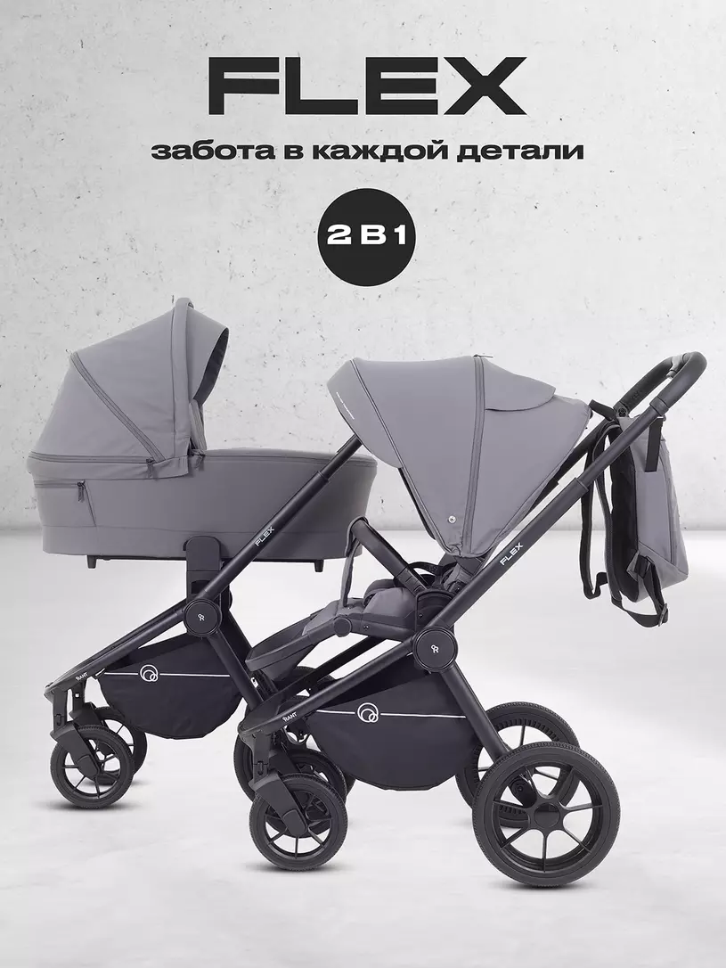 Коляска 2 в 1 Rant Flex 2025 RA076 Stone Графит