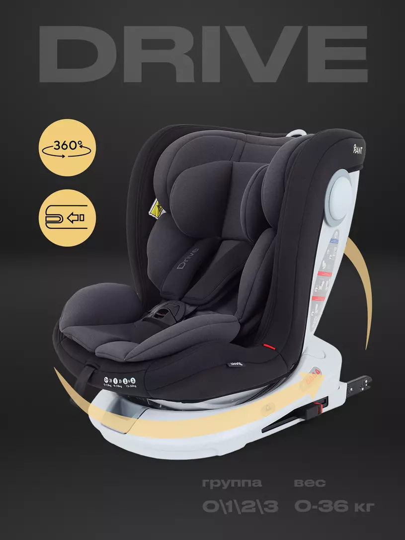 Автокресло Rant Drive Isofix 0/1/2/3 (0-36 кг) Beige Серый