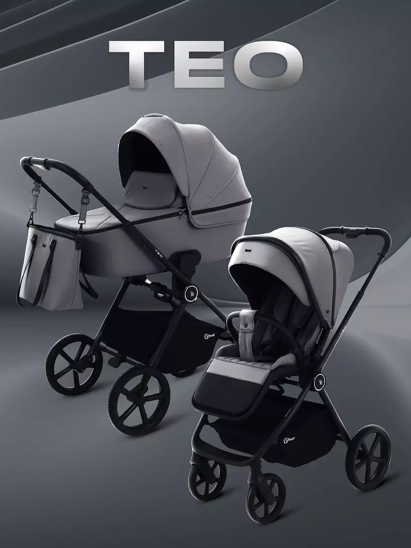 Коляска 2 в 1 Rant Teo Black Серый